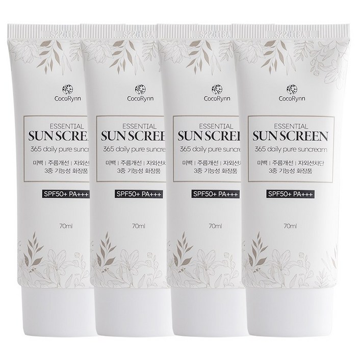 코코린느 백탁 눈시림 끈적임 없는 촉촉한 에센셜 선크림 혼합자차선크림 70ml, 4개, 70ml, 4개