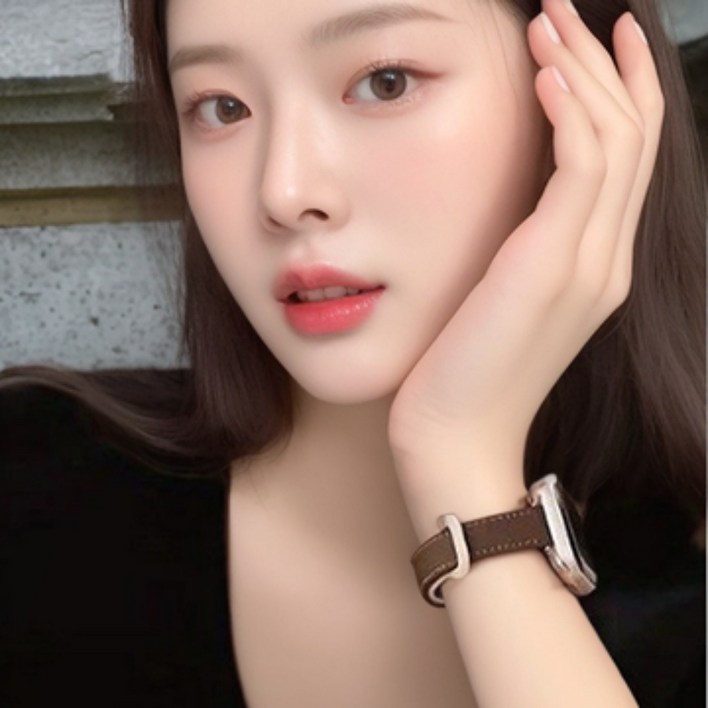 바하티 애플워치 투톤 가죽 스트랩, 브라운