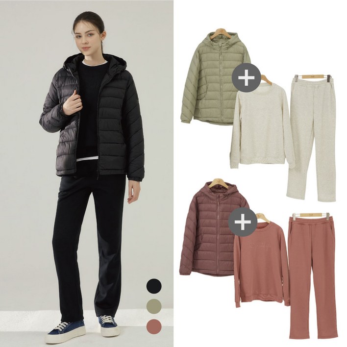 NNF 여성 겨울 데일리 패딩상의하의 트레이닝 3종 세트