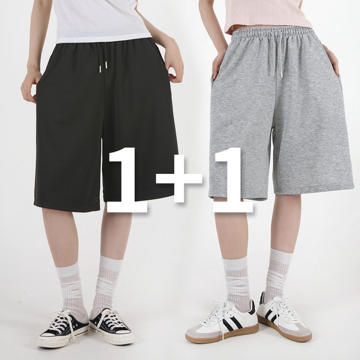 11 오버나인 여자 여성 여름 쭈리 밴딩 와이드 버뮤다팬츠 반바지