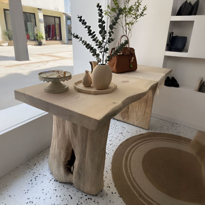 우든빌 통원목 테이블 우드슬랩 대형 카페 6인용 8인용 식탁 다이닝 업소용 소나무