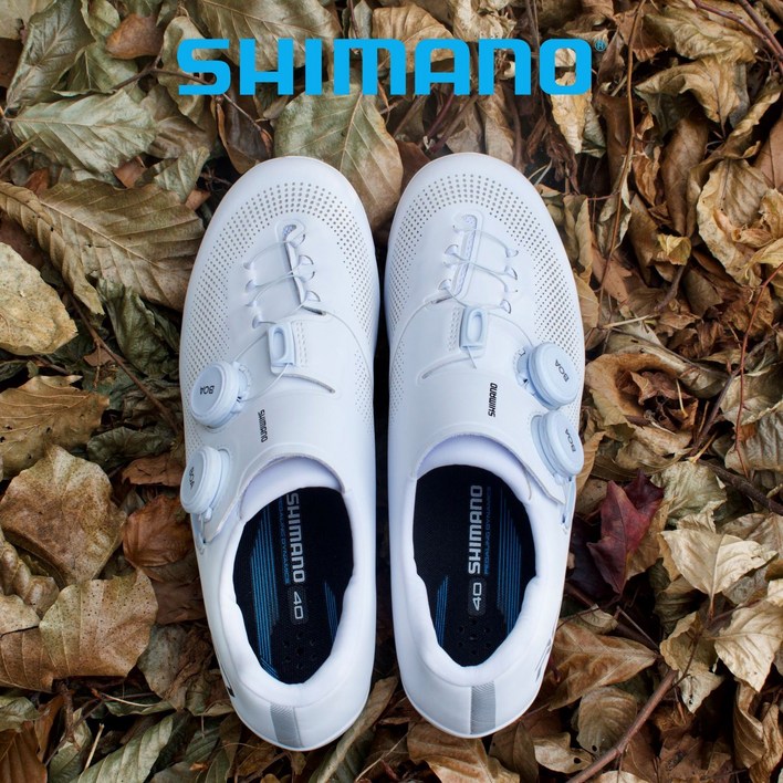 시마노 SHRC703  로드자전거 카본 로드클릿 슈즈, EU 40.5, 화이트 와이드