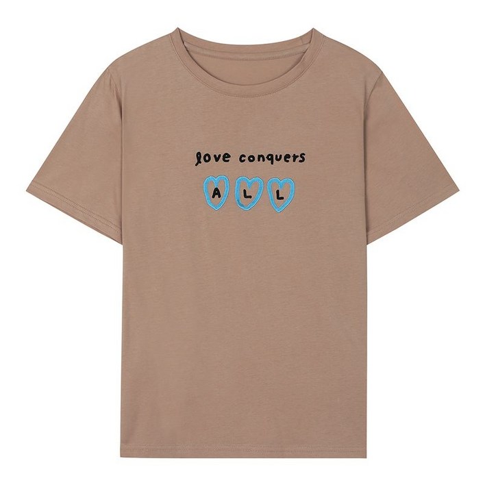 베스띠벨리 여성용LOVECONQUERS자수티셔츠 BIIBE2841