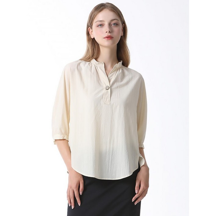 쉬즈미스 슬릿넥 원버튼 블라우스  택가격  138000원