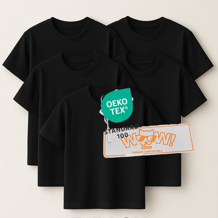 와우코지 5장 면티 30수 무지 라운드 오코텍스 빅사이즈 반팔 티셔츠 남녀공용