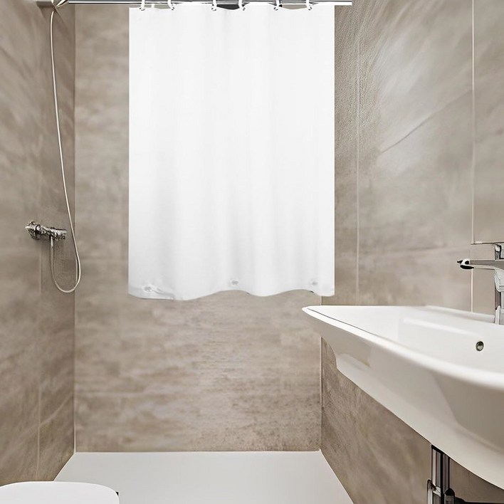 창문 내부 샤워용 ABSENK 방수 샤워 커튼, 48 x 인치 짧은 길이 플라스틱 욕실 후크가 달린 튼튼한 비닐, 실크 프로스트,
