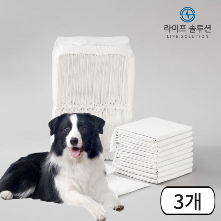 라이프솔루션 애완동물 강아지 배변패드 반려동물 중형 무향 45 x 60cm, 3개, 50개입
