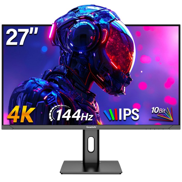 27인치 와이드 게이밍 모니터 UHD 144hz 16:9 와일드 3840x2160, 4K, IPS디스플레이,승강 가능, 간접조명 효과, 70cm, 3840*2160 144hz
