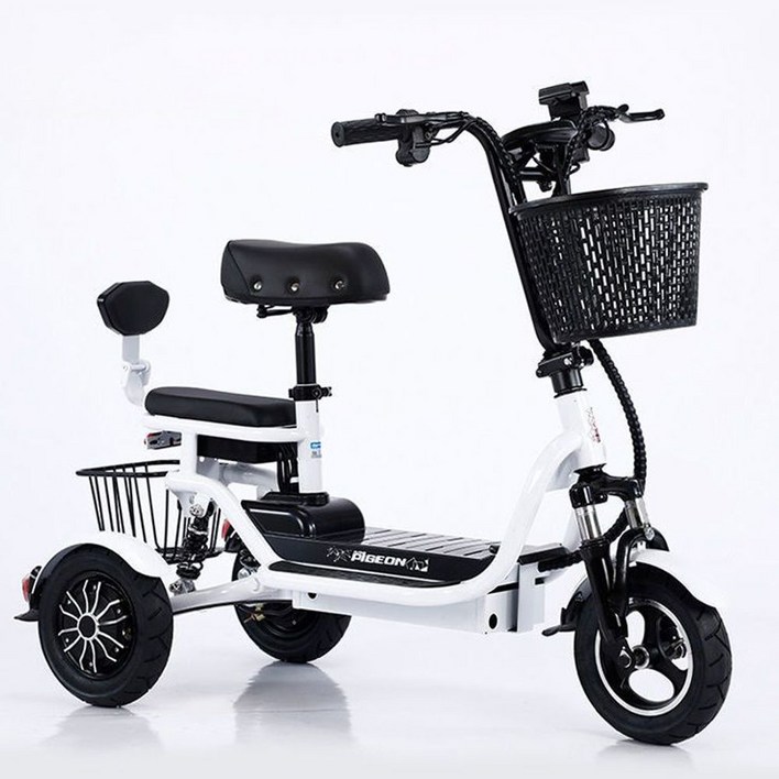 접이식 전기 자전거 화이트 세발 2인승 전동 자전거 30KM