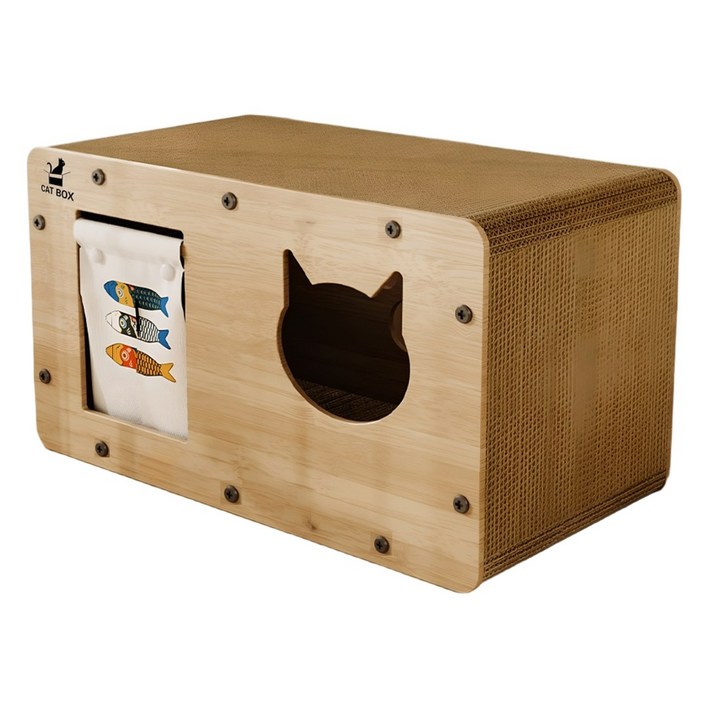 캣박스 고양이 스크래쳐 스크래처 숨숨집 박스 하우스, 1) 커튼형, 1개