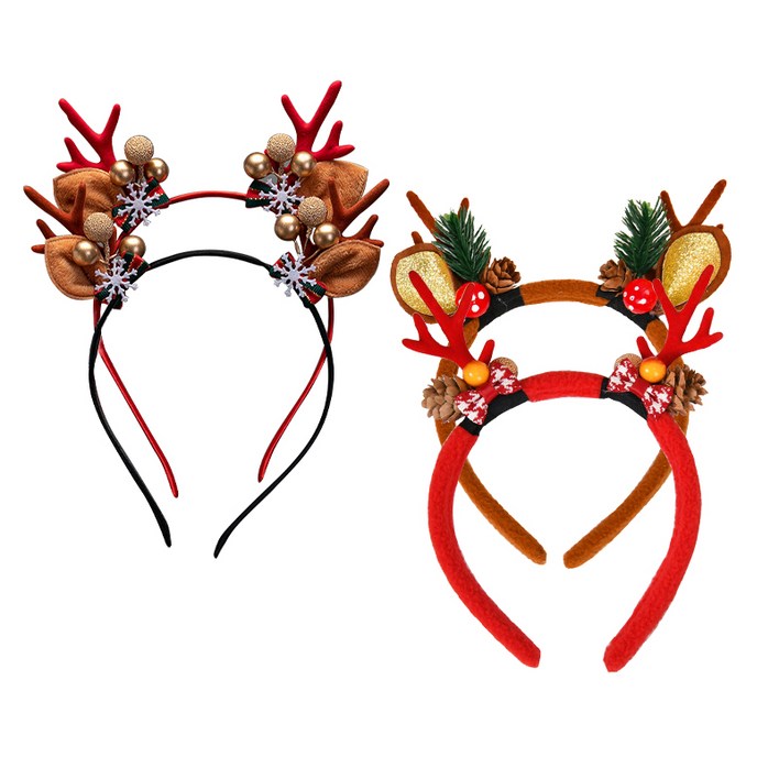 크리스마스 파티 머리핀 순록 모양 4P 세트 포토존 단체
