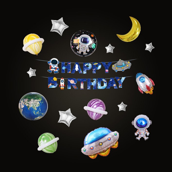 [파티지] 캐릭터 생일풍선세트 모음 피카츄 티니핑 스파이더맨 뽀로로, S_A_지구 행성 우주 생일풍선 SET 포켓몬풍선