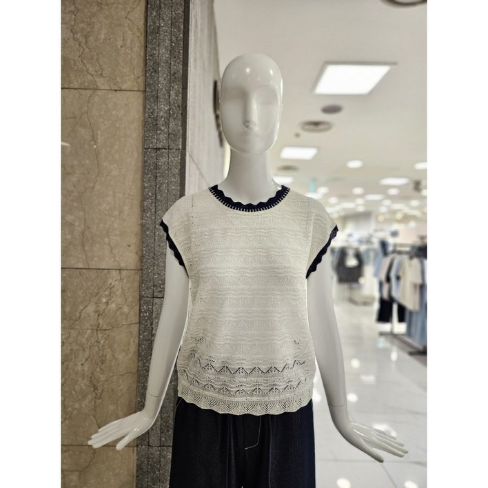 밸리걸 라인 배색 짜임 패턴 니트 601820