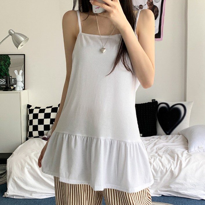 가성비갑3col 이퓨 여리핏 캉캉 프릴 레이어드 끈나시 민소매