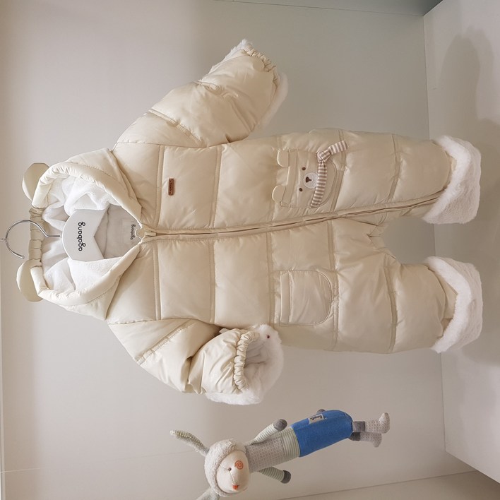 아가방 겨울 베이비페어 아기 유아 패딩우주복 추위야 절루가 유아 패딩우주복  퍼안감 보들 따뜻한 신생아 백일 돐 방한 패딩 우주복 손발커버 유아 외출복  걸어다니는 곰돌이