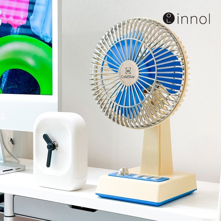 콜드스타 클래식 레트로 무소음 탁상용 캠핑 BLDC 유선 미니 선풍기