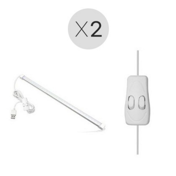 USB LED 바 조명 대 3색 52cm, 주황빛, 아이보리빛, 하얀빛, 2개 USB LED 바 조명 대 3색 52cm, 주황빛, 아이보리빛, 하얀빛, 2개