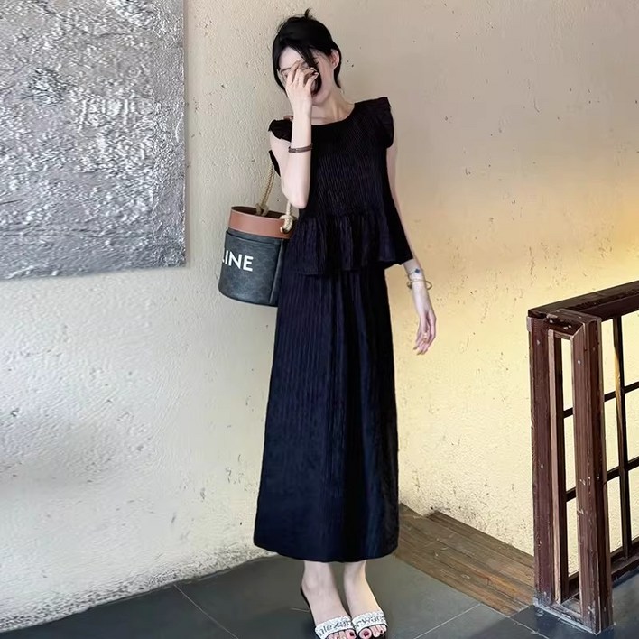 여름 여성 프렌치한 캐주얼 데일리룩 치마 투피스 하객룩 롱 스커트 세트 휴양지룩 투피스 세트