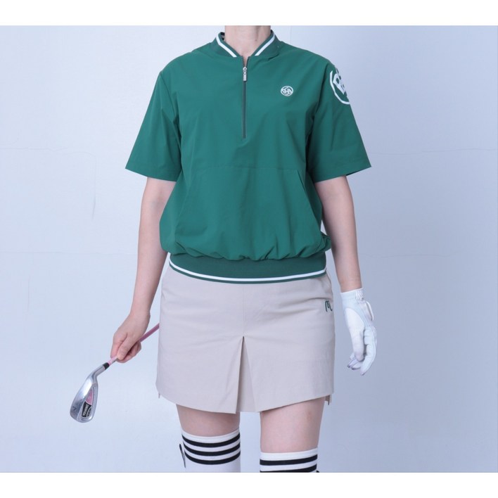 PG 올리브 골프 여성 반집업 반팔티셔츠
