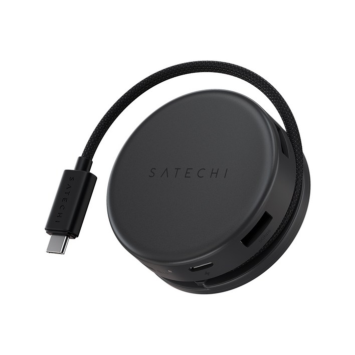 사테치 OntheGo 7in1 마그네틱 부착 초소형 멀티 허브 맥세이프 호환 여행용 휴대용, 1개, 스페이스 블랙