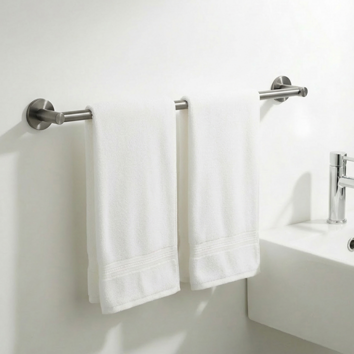 한평한뼘 무타공 욕실 수건걸이 튼튼한 화장실 수건거치대, 그레이, 1개