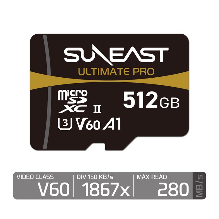 선이스트 정품 얼티메이트 프로 마이크로SD V60 512 GB 기가 블랙박스 드론 핸드폰