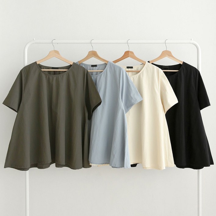 여성 여름 바스락 나일론 A라인 훌 반팔 티셔츠 TS0828루즈핏 오버핏 여자 빅사이즈