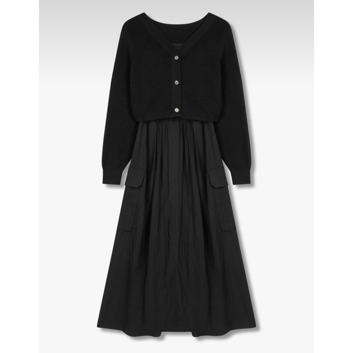 [보브] 크롭 가디건 레이어드 롱 원피스 7114137301 뉴코아일산