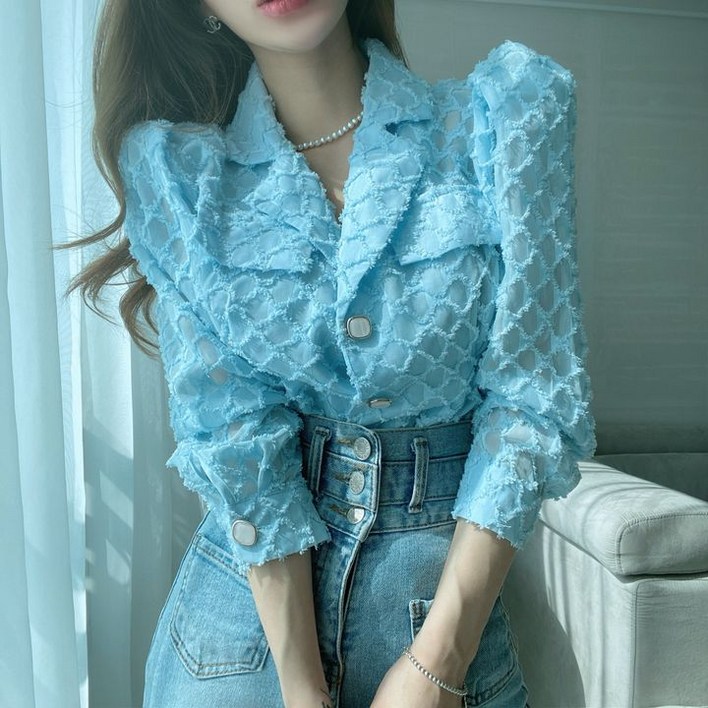 다팜몰 레이스 칼라 셔츠 루즈핏 화이트 블라우스 xy002
