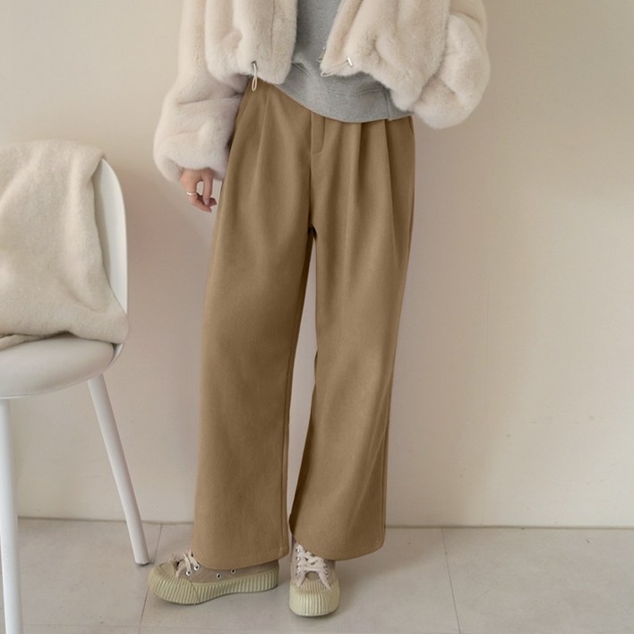 데일리앤 라젠타 뒷밴딩 코듀로이 골덴 기모 와이드 팬츠 여성 겨울 바지