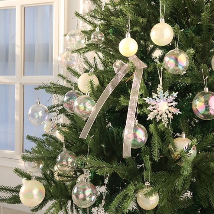 크리스마스 투명오로라 트리장식볼 오너먼트 18pcs 3Size, 1개