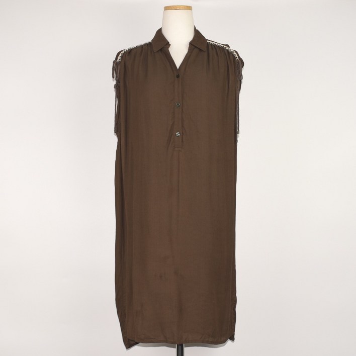 베르니스 카키 레이온 쉬폰 어깨끈 민소매원피스 36 여성 WOP2674 빈티지테크
