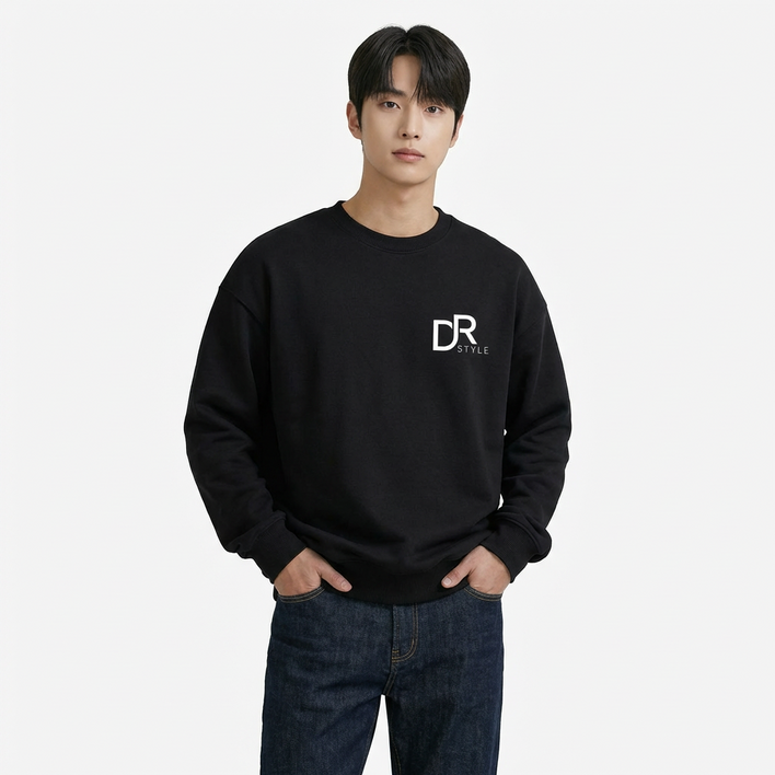 STYLE DR 남녀공용 오버핏 레터링 라운드넥 봄 가을 긴팔 맨투맨