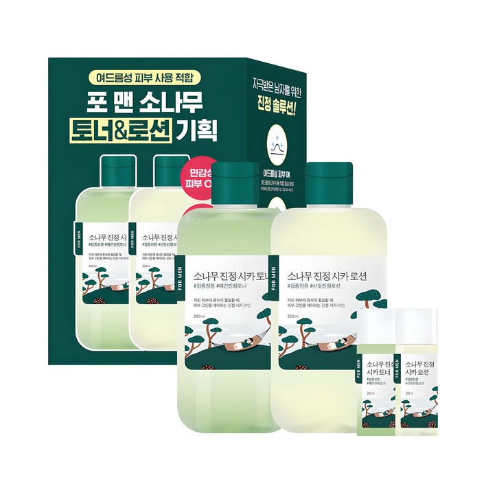 라운드랩 포 맨 소나무 진정 시카 토너  로션 세트, 1세트