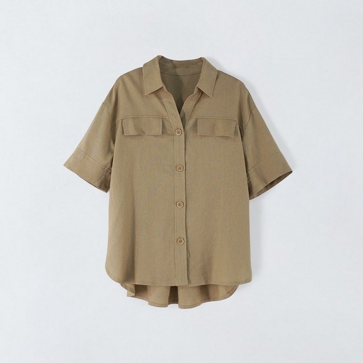 앤클라인 앤클라인린넨 블랜디드 플랩 블라우스 E5HM64