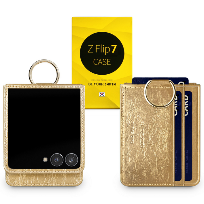 비유어산타 갤럭시 Z플립7 케이스 힌지보호 국내 천연가죽 카드수납 케이스 마스야드