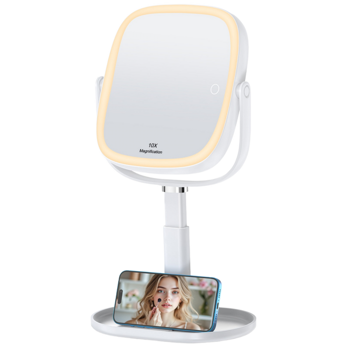 LED 조명 탁상 화장거울 360도회전 1배/10배 확대 3000mAh