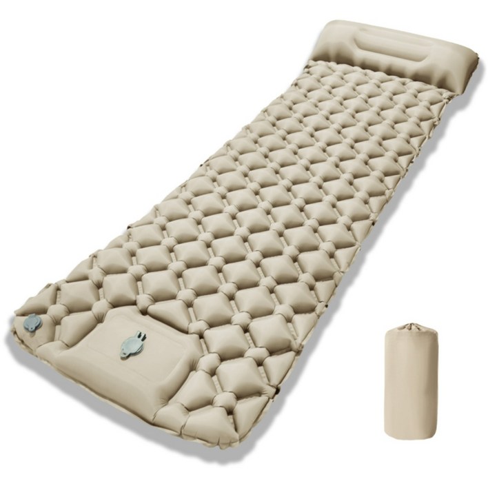 노마드레스트 캠핑 초경량 초소형 에어매트 펌프 내장형 싱글 사이즈, 베이지