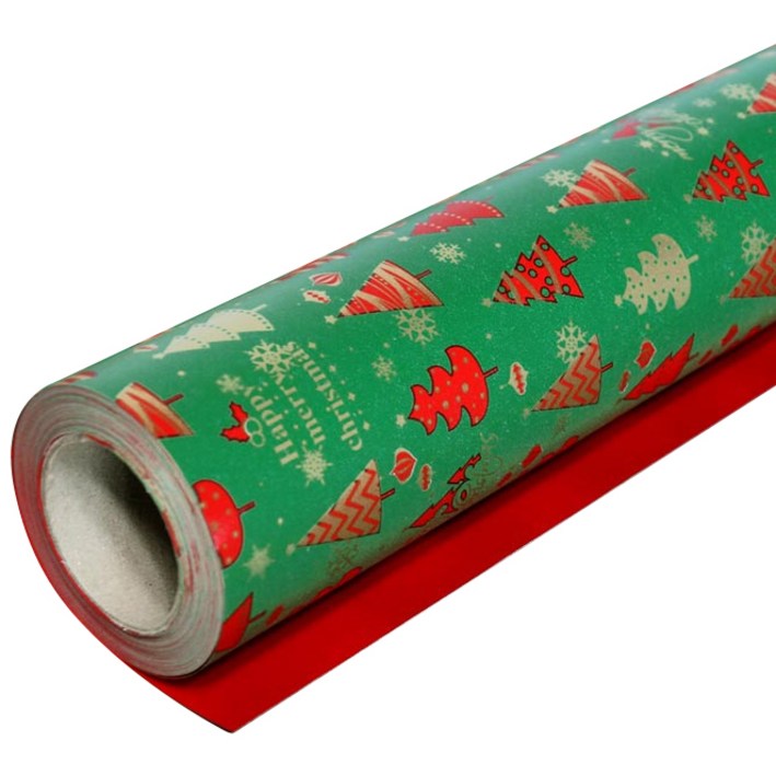 솔로몬샵 디자인랩 크리스마스 종이롤포장지, 트리 녹색, 1개