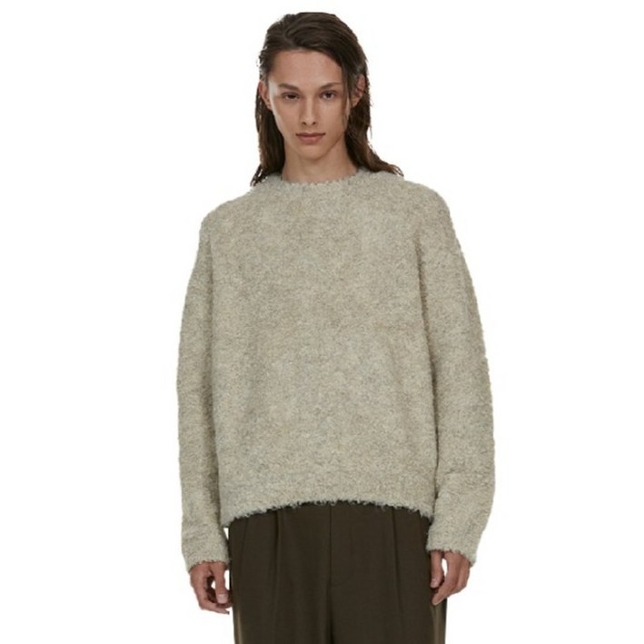 컨스트럭션 울 부클 오버 라운드 니트