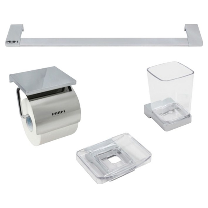 한샘바스 크롬 욕실 악세사리 4종 세트, 혼합색상, 1세트