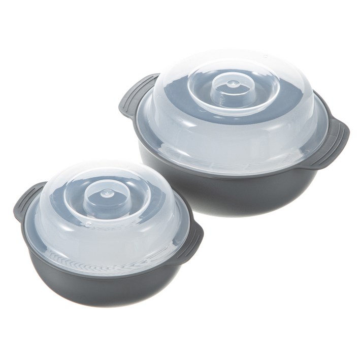 코멧 전자레인지 찜기 세트 그레이 550ml1200ml, 1세트