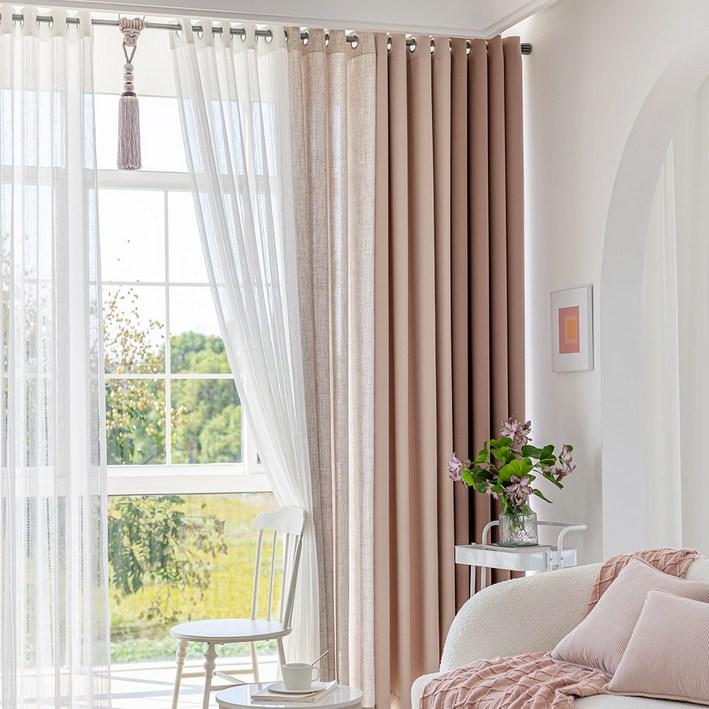 지나송 이안 아일렛 암막커튼  봉 세트