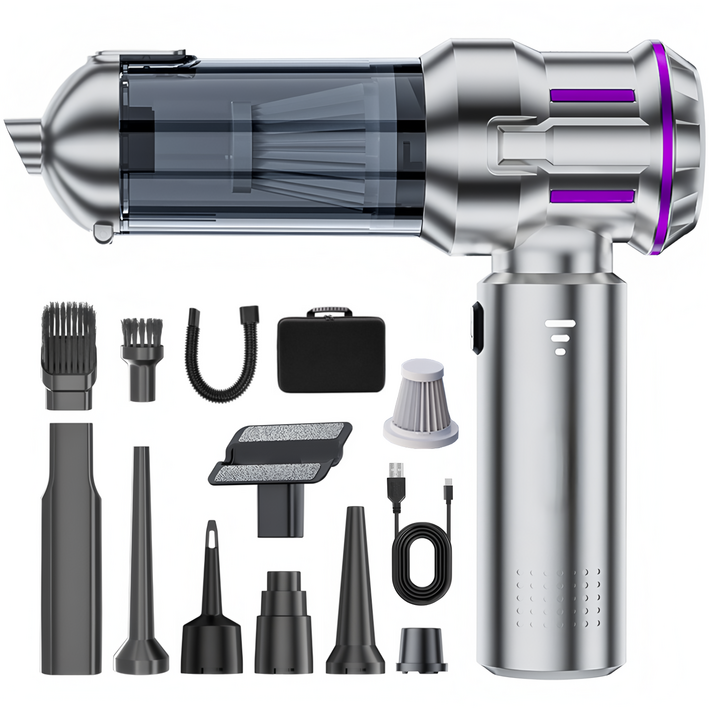 [국내발송] RichMagic 16000pa 고성능 핸디 무선 청소기 BLDC 브러시리스 대흡력 휴대용 청소기 3단 조절 차량용/가정용/애견멀티청소기, 은보라색