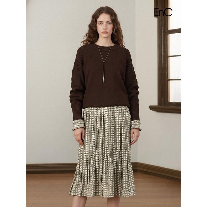 이엔씨 ENC  나염 주름 원피스 (ENOW33901V)