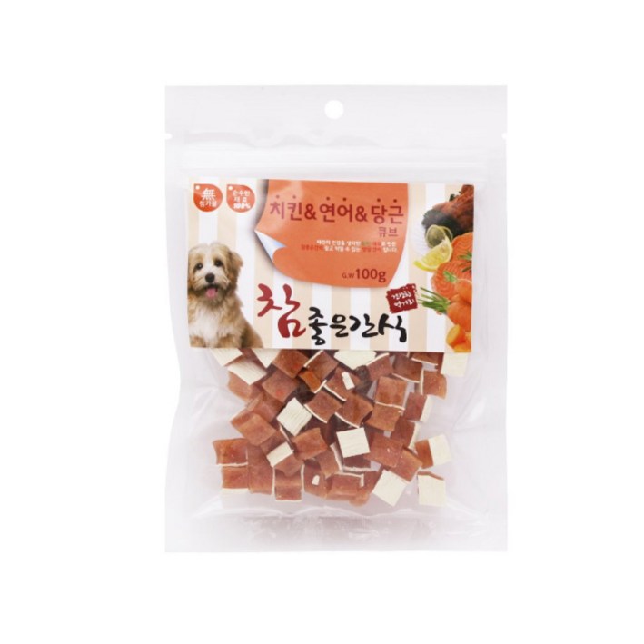 참좋은 간식 치킨연어당근큐브100g x10개 강아지간식 애견간식