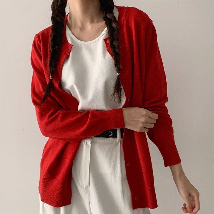 여성 데일리 봄 가을 간절기 루즈핏 니트 가디건