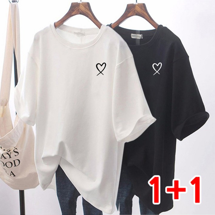 2장 세트 반팔 레터링 티셔츠 미니하트T