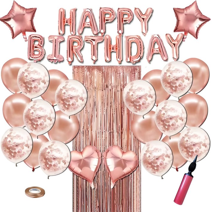 뷰라뷰 생일 파티 풍선 + 손펌프 + 풍선테이프 세트