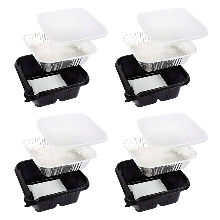 핫쿡볼 발열 도시락 알루미늄 용기 내통 4p  외통 2p  뚜껑 2p  발열제 4p